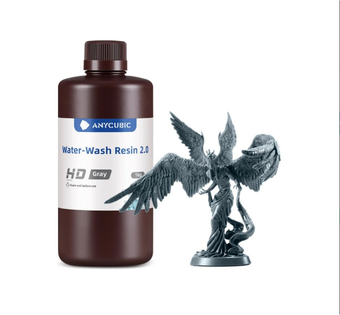 Водорозчинна смола Anycubic Water-Wash Resin 2.0, HD gray 1000мл