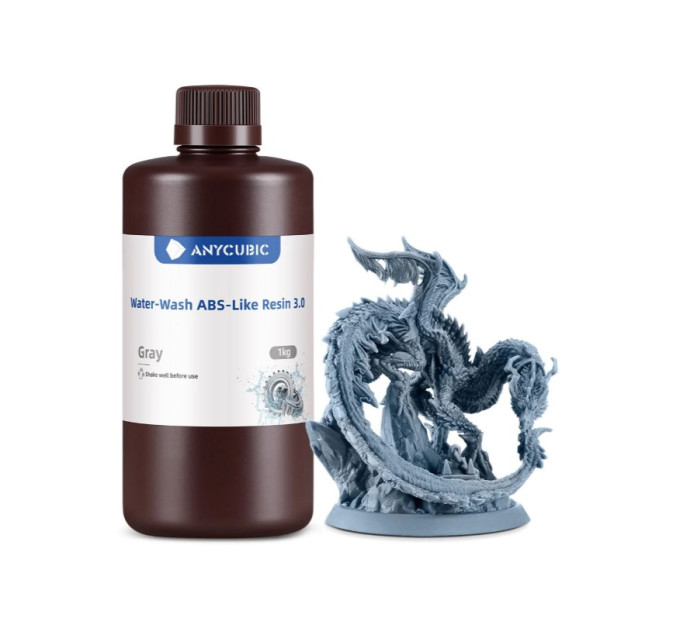 Смола Anycubic Water-Wash ABS-Like 3.0 Сіра 1кг