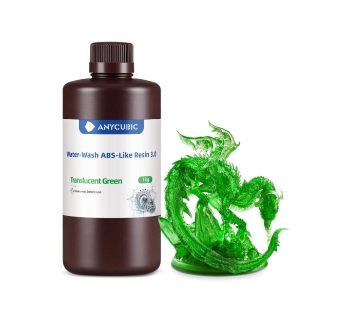 Смола Anycubic Water-Wash ABS-Like 3.0 Прозорий зелений 1кг