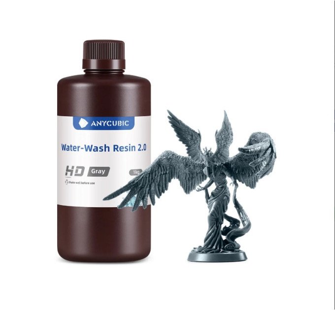 Водорозчинна смола Anycubic Water-Wash Resin 2.0, HD gray 1000мл