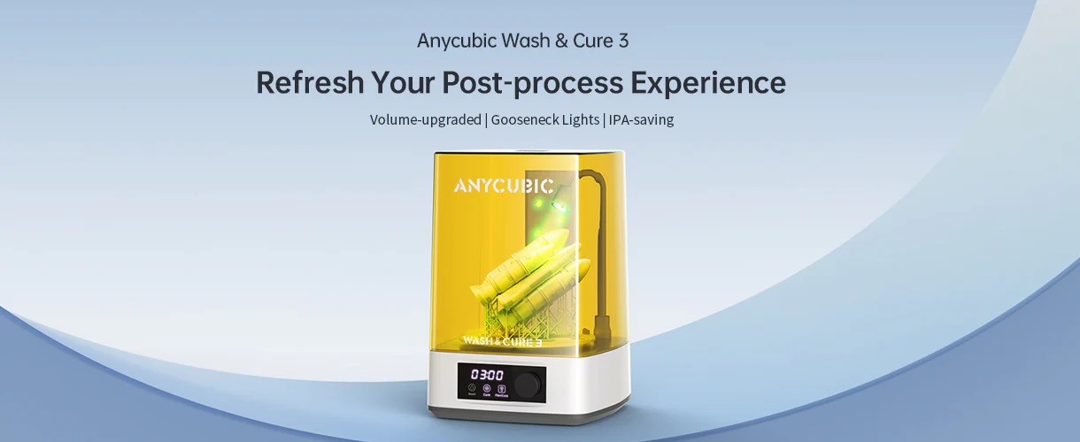 Anycubic Wash and Cure 3 - Гнучка УФ-лампа, економія IPA